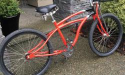 Used but in great shape, well maintained
Classic Curvy Design
26" Wheels
Single Speed
Springer Front Fork
Oversized Seat with Dual Springs for added comfort
Wide handlebars with rubber grips
Enables a more upright position with full leg extension