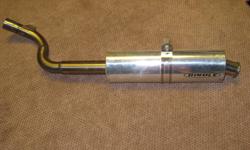 Hindle Exhaust System
Fits 1994 - 2003 KTM 640 LC-4, Enduro or SX
 
Barely used Hindle muffler and mid pipe system.  Polished aluminum muffler and stainless steel mid pipe.  Slips on existing OEM header pipes. 
 
High performance pipe for big bore KTM