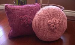 New hand crochet pillows.
Nice ideas  for Christmas gifts.
$10 each