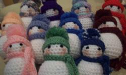 Totally Handmade Christmas Gifts
No small parts, non toxic, and just waiting for your little ones hugs!!!
I can make in any colour requested
snowmen 4.00 (great for stocking stuffer or on a gift)
dolls 10.00 (small) 15.00 (large)
puppies 7.00
puppy