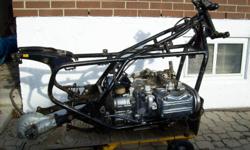 For sale is my engine and frame from a 1976 Honda Goldwing GL1000. The engine is not seized and turns over. The frame comes with an ownership.
Included is the engine (Block, heads, starter motor, transmission, stator, clutch, coolant tubes etc.) frame,