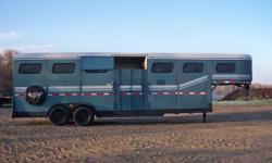 SUPER versatile  '95mcbride gn horse trailer, 4 separate plus 1 box stall, OR 3 box stalls, OR any combination, ( great for carriage and team) OR 24 ft open trailer.(moving van/cargo...all dividers and gates come out in minutes, inside dimensions= 24 ft