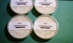 I still have 3 containers of extremely Hot Creamed Horseradish ..a 250 ml is 3.00...plus I have Salsa available...Hot, Hot Dill Pickle, Mild Dill Pickle, Medium and NO Jalapeno Pineapple....a 500ml is 5.00 and 250ml is 3.00...I also have 6 bags of  Beef