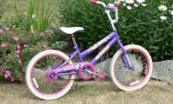 This is a simple light 20" bicycle with a coaster brake, high rise handlebars, and a kickstand. This bike was used by a friend to teach her niece, who learned to ride a bit later than many kids, to ride. The hubs and crank have been serviced and the bike