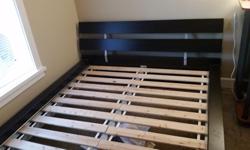 Ikea Hopen bed frame(used) and brand new queen mattress. Came from spare bedroom that was never used. Very comfortable.
Bed frame comes with slats. No need for boxspring.
Feel free to text.