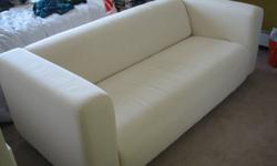 Excellent condition. Has been covered so the original white fabric is looking great.
Was in a young girl's bedroom so it has not had daily use like it would have had in a living room or rec room. 
Ikea sells lots of washable and removable covers to