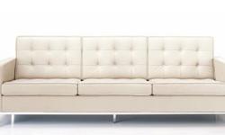 Florence Knoll Style Three-Seat Sofa on Chrome frame.
Genuine White Leather. Was used exclusively for staging during a condo sale. The sofa is flawless, not a mark on it.
Measures 7' 5" in length
CLICK ON MY PROFILE TO SEE MY OTHER ADS TO SEE THE MATCHING