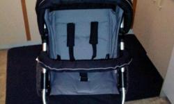 Avalon Jogging stroller , Black & grey , aluminum frame , 5 point harness , comes with a winter cover , and a customized weather shield that fits around the stroller .. easy to move nice big air filled wheels .. asking $150 practically brand new only used