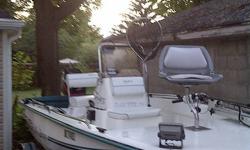 Year 2000 KeyLargo sport fishing boat model 168 (17 FT) fiberglass with lifetime warranty on transom, stringers and floor.
Year 2001 75 HP Mercury motor with new fuel filter, cooling impeller & plugs this year.
Year 2000 Magic Tilt galvanized trailer