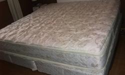 5 yr old King double pillow top mattress and  box spring both in great shape. Need to purchase  new firm set for back problems.