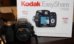 Kodak EasyShare DX7590 Camera
5.0 MP
10x Opitcal zoom
Asking $100 (Was $500+ new)
-will include spare Li-Ion battery
 
Still has original box, packaging, manual, etc.
(missing a/v cable.  but does have usb cable)
Good condition.  Smoke-free, pet-free