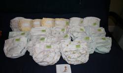 Kushies Cloth Diapers
20 x 10-22 Lbs
5 x 22-45 Lbs
All have been washed. Most have never been worn. Some were worn once. No Stains. Smoke free home. Reason for selling is switched to disposables. New these are worth over $250 at Sears!