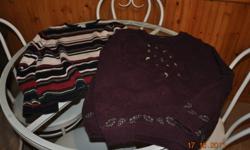Selling ladies sweaters and cardigans. Most have barely been used.
 
Northern Reflections
Sweaters:
Stripes Size XL
Burgundy with leaves Size L
 
Cardigans:
Green Size XL
Blue Colored and long Size L
 
$15.00 each
Smoke Free Home