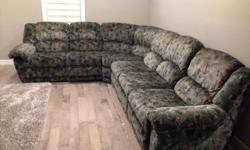 3 piece sectional couch with 2 recliners, 2 down trays, and 2 drawers.
couch is 8 ft 6 inches by 10 ft 6 inches. Excellent condition!! Must sell new couch is coming !!