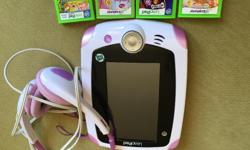 Gently used leap pad with 4 games and head phones in pink.
Great working order my kids have outgrown this