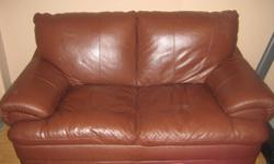 We are renovating and will be changing some colours in our rec room.  This means we are selling our matching brown leather couch and loveseat.  They are about 3 years old and haven't been used much, so they are still in great shape.  No rips or tears.
