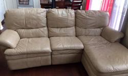 Hi - we have an (almost) 5 year old leather reclining sectional with a lounger for sale. It is in good condition (a few wear marks on it, and one leg is bent from being moved over the vents on the floor...it is still very solid, but slightly bent). The