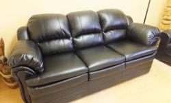 LEATHER (faux) SOFAS for OFFICE, RECEPTION AREA or HOME. used office furniture, reception area furniture, waiting room furniture, sofa, sofas, leather sofa Two to choose from, both black, both man-made leather. The plush one is new in factory bag $650,