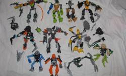 Hello, we are selling a small lot of Lego Bionicle. There are roughly 10 figures here, depending on how you count them. The figures are not complete; some are missing heads, others are missing other parts or weapons. Only the items in the pictures are