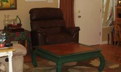 this all leather recliner was used for one year then we sold our house and bought a large motorhome to travel.  No children.  Only used by older adults.  We also have a two recliner couch in excellent condition.  Will sell the pair for $800.00 obo.  We