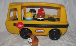 Hello, we are selling a Little Tikes school bus with four figures (two regular, two firemen) and a dog. The figures and the bus are in good condition with some minor wear including some paint wear to the figures.
Price is $10. We are in Orleans near
