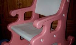 #1. - Little Tikes Tykes Rocking Chair (Pink)
Excellent Clean Condition.
$25 firm.
...View Map for Area...
...All communications through Emails only....
...Pick up only...
............Ad will be deleted when item is sold...........
#2. - Little Tikes