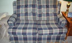 Colonial style Love seat and matching Arm Chair.  Extremely comfortable, clean & durable.  Suitable for family room or den.  Minor damage to edge at back.  Have purchased new.  Great price!!  Priced for quick sale!!