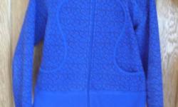 Royal blue lululemon hoodie size 10 (fits like 8)...great shape and very warm.  Smoke free and pet free home.