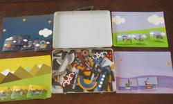 Use 'visual cards' to follow and create a magnetic pattern and scenic paper behind to create a beautiful magnetic scene. All pieces included. All fits together in a metal carrying case. Opened, but never used. Selling on other sites. No holds. East end