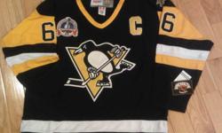Mario Lemieux - Penguins Jersey
 
Athentic Vintage CCM Jersey - Hockey Heroes Collection
1991 Stanley Cup Patch
"C" Patch
All Patches and Numbers are stitched on
Includes Fight Strap
Brand New with Tags
 
ONLY $60.00
 
 
I have many other jerseys