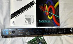 for mac or PC
8 balanced 16/24 bit analogue I/O on TRS
24 channels of ADAT optical I/O
24 channels of Tascam digital  I/O (TDIF)
2 channels S/PDIF I/O (two outputs)
wordclock in and out
includes the following: PCI-324 card, AudioDesk editing software,