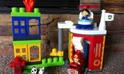 Mega Blocks Fire Station
       includes fire truck, helicopter, fire fighter, rescue worker, dog, & more!
Plus 200+ blocks, multiple colours (the large size building blocks).
All in great condition!Pet free, smoke free home.