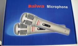 Daiwa Microphones (2)
use for Karaoke or public engagements
model: LX-258
sorry NOT wireless
Brand new; never used ( see pic) still in original packaging