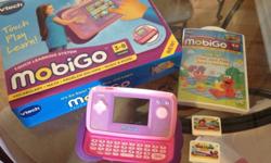I have a pink mobi go a year old. Played with very little. In new condition. Comes with original box and manuals. Also comes with 3 games. 2 played with and one brand new in package. If bought separate would cost $50+ tax for game system and $30+ tax/