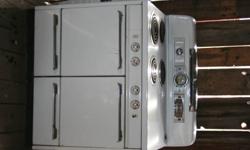 Moffat electric double oven antique stove. White in colour.