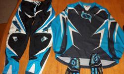 for sale msr motocross pants, jersey and gloves in excellent condition. blue, black and white in color. pants are size youth 26, jersey is size youth large, and gloves are size kids large. asking 65.00 dollars for all as a set. located in truro . call
