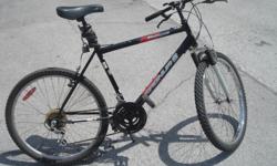 Mens 21 speed mountain bike, this bike is called magnums-north land,it has an 19 inch frame 26 inch alloy rims, thumb shifters, shimano derailleur, lightweight frame, kick stand, bought in 2014-driven for 3 months, good condition, call for more