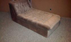 Attractive chaise lounge in excellent condition, brown fabric, perfect for bedroom or TV room/den - $175.   Solid wood large entertainment unit with lots of storage $100; King size bed with frame $300; 32" TV $50.  Some items in Port Alberni and some in