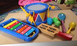 Lot of children's musical instruments, all in great shape and from a smoke-free home. Includes drum, xylophone, 2 maracas, tambourine shaker & 2 egg shakers
Please note - found a crack in one of the green egg shakers pictures, so it is NOT included - only
