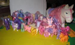 A whole bunch of My Little Ponies, including a large one!  I think that only 2 of them are not "actual" my little ponies...the rest are the real thing!