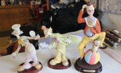 The Natelia Collection. 3 clowns, one large, 2 small. Great for collectors or for decoration.