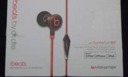 BEATS BY DR. DRE ibeats WITH CONTROL TALK BLACK AND RED, CHROM, and WHITE
NEW SEALED ORIGINAL
 
 
 
Extended Full Range Sound from Compact ln-Ear Headphones
If replacing busted buds over and over again is getting old, when you step up to iBeats, you not