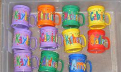 we have a stock of new mugs for sale.
these mugs come with names on them and are sold in department stores like zellers for $12.99 plus taxes each..we are asking $7 with the purchase of an other item ( please see our other items),,or $10 on its own.
these