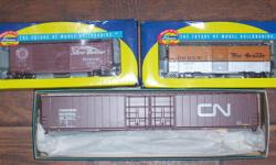 From the closing of our e-store, all items are brand new
 
Athearn 40' boxcar  Rio Grande 14.00
 
Athearn 40' boxcar Seaboard Railroad 14.00 
 
Athearn 86' 4 door high cube boxcar kit CN 15.00 (2 available)
 
Or make me an offer on the lot, I can ship