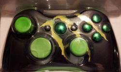 This is a brane new custom microsoft controller, never been used.
 
Options are:
-green d-pad, thumbsticks, bottom trim, LB, RB, LT, RT, guide, A, B, X, and Y buttons.
-black shell
-green monster energy sticker cut to fit
 
For more info about this or