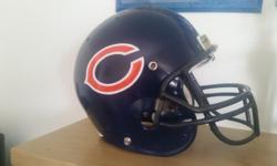 Chicago Bears football helmet. This is a used helmet that is in great shape. It is being sold as a memorabilia piece and not for game use. It would look great anywhere it's displayed. It's gonna attract so much attention!!!