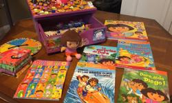 Nickelodeon Dora the Explorer collections: Sold as a set or individually. Set includes:
Dora the explorer game set includes 7 games: chess with characters, domino game, bingo, and 4 card games, Crazy eight, Old Maid, Go Fish and Memory Match. The game