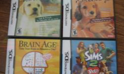 Priced each. Hanna Montana SOLD, Nintendogs Daschund SOLD. Brain Age SOLD. Sims 2 Pets and Nintendogs Lab & Friends Available.