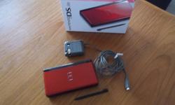 Good condition Nintendo DS Lite Red with stylus & adaptor.  Everything works excellent, screen in pretty good shape, only a few minor scratches but for the most part had plastic film on it so this kept it pretty clean.  See my other ads for more