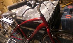 Red 21-speed Norco city bike.
Newly cleaned and tuned. New chain.
Includes rack, fenders, and handlebar pannier.
Reliable for commuting and recreation.
Many miles left on this fine steed.
Come take er for a rip and see if its a fit!